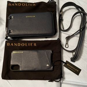 Bandolier iPhone XR holder and pouch. Navy with silver. NWT.